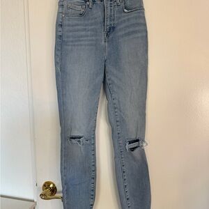 Good American Light Wash High-Rise Distressed Jeans